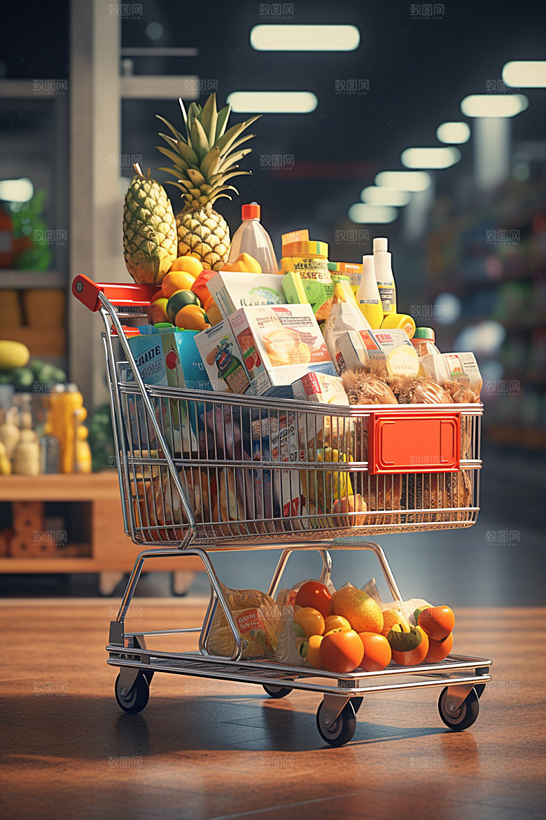 超市货架逛街商品摄影图