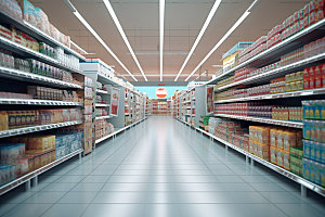 超市货架食品货架生活场景摄影图