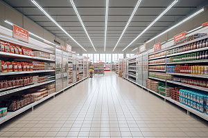 超市货架商超食品货架摄影图