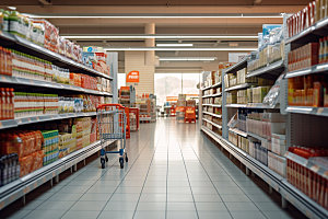 超市货架食品货架百货摄影图