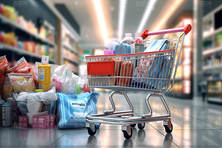 超市货架生活场景食品货架摄影图