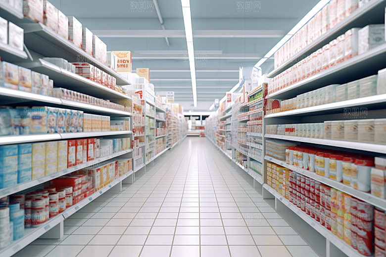 超市货架商品购物摄影图
