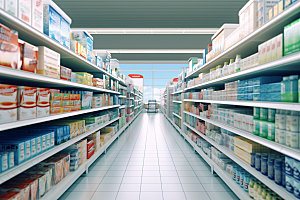 超市货架生活场景食品货架摄影图