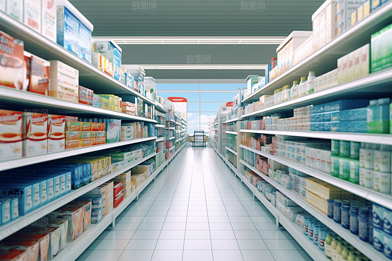 超市货架生活场景食品货架摄影图