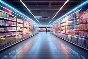 超市货架逛街食品货架摄影图