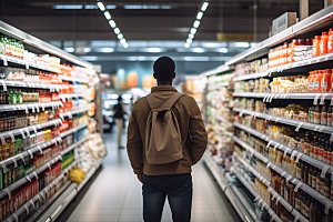 超市货架食品货架商超摄影图