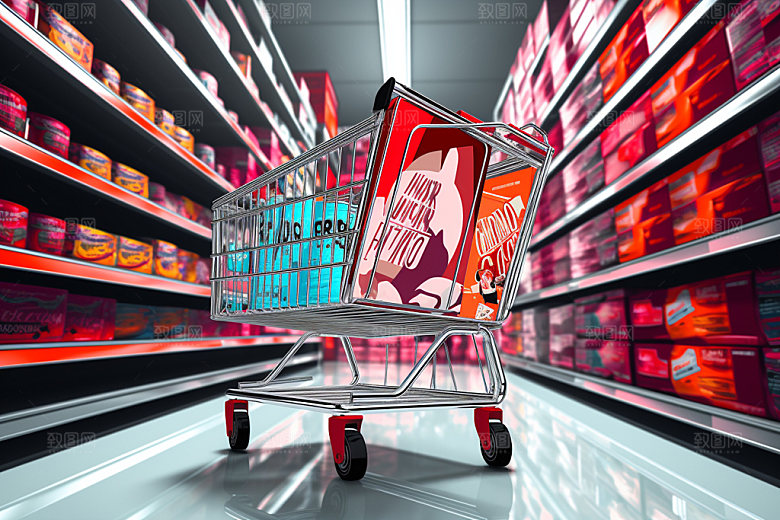 超市货架食品货架高清摄影图