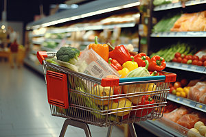 超市货架购物商品摄影图
