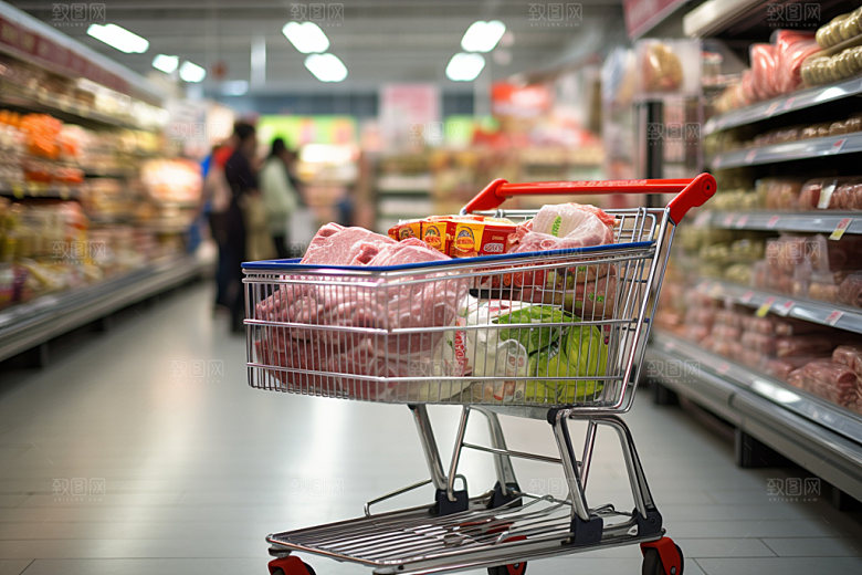 超市货架食品货架商超摄影图