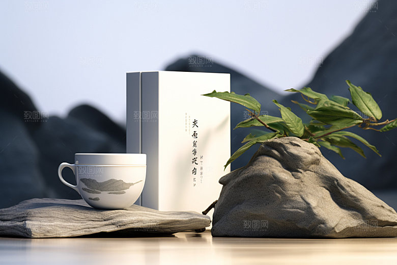 茶叶报装3D茶具样机
