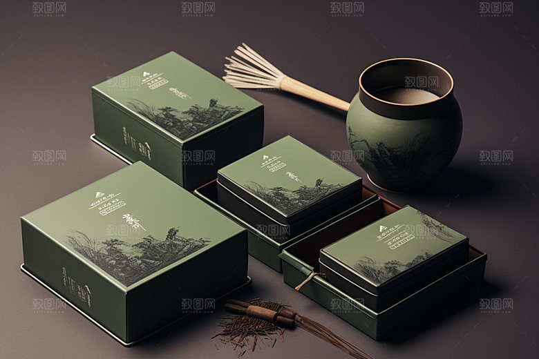 茶叶报装3D茶具样机
