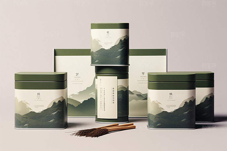 茶叶报装茶具绿茶样机