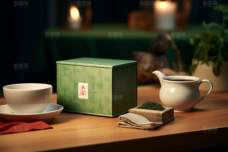 茶叶报装茶具龙井样机