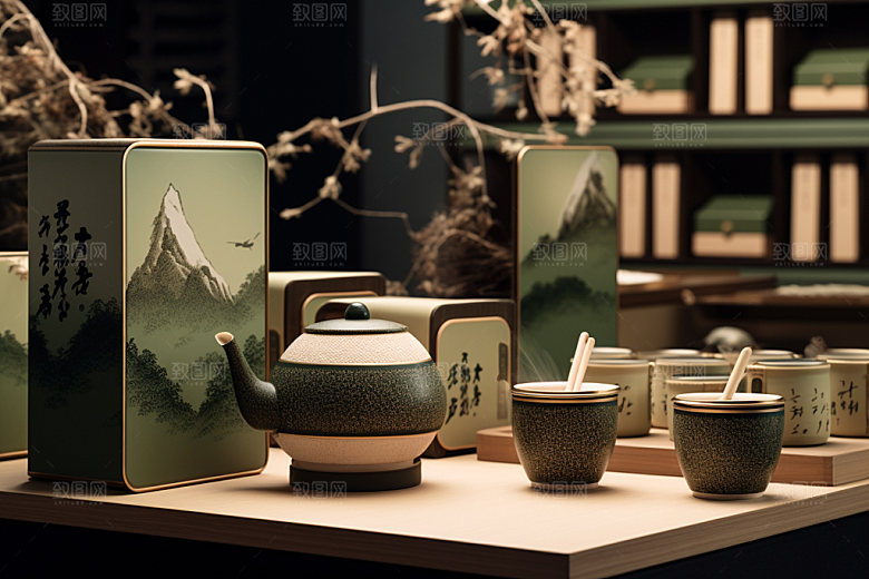 茶叶报装绿茶立体样机