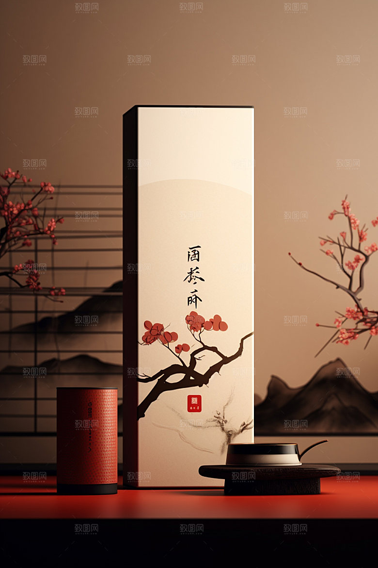 茶叶包装茶叶罐中国风模型