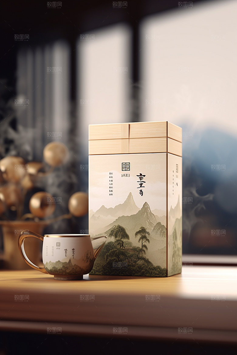茶叶包装3D中式模型