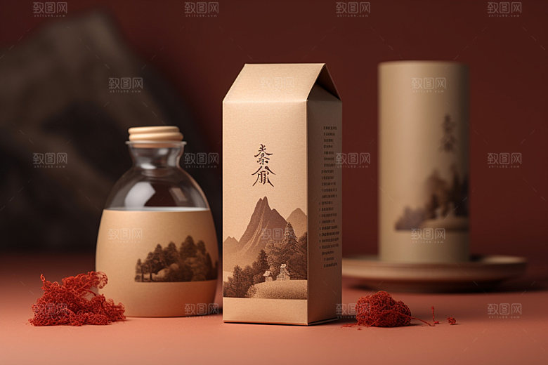 茶叶包装传统中式模型