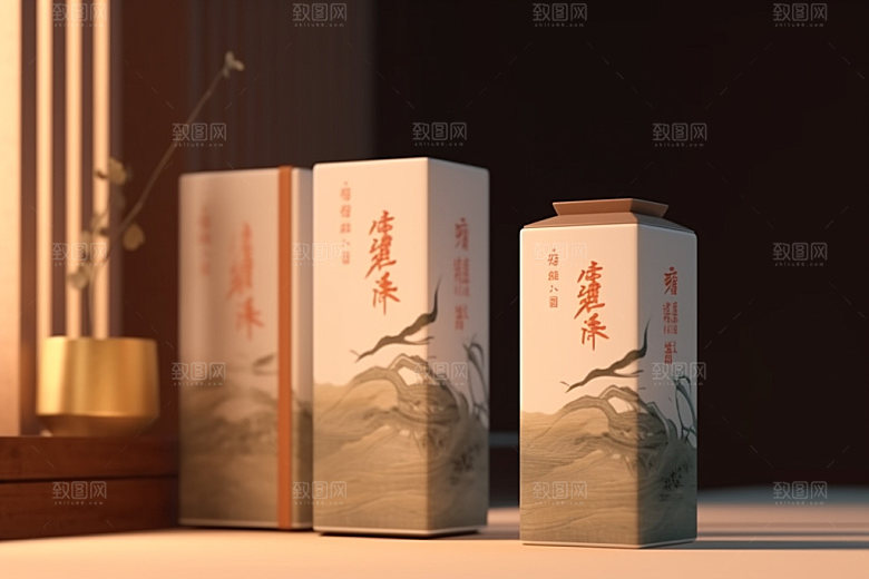 茶叶包装中国风立体模型