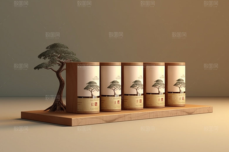 茶叶包装茶叶罐中式模型