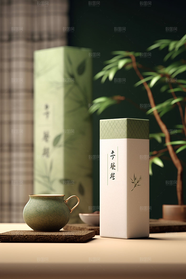 茶叶包装中式茶叶罐模型