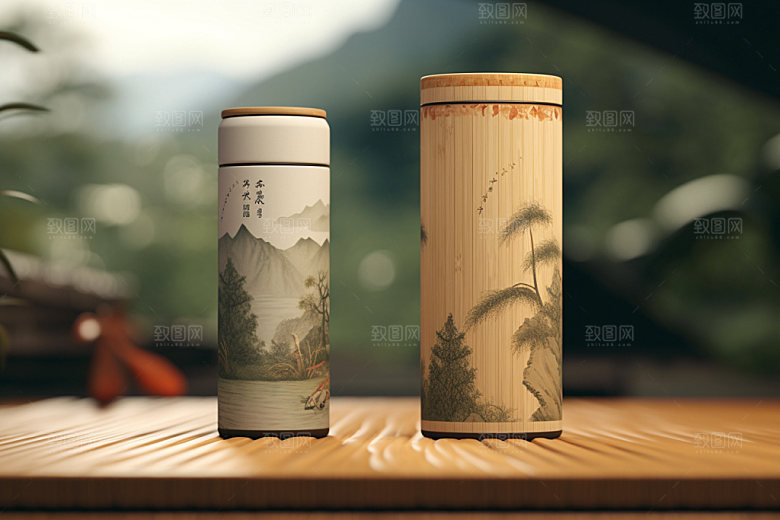 茶叶包装茶叶罐中国风模型