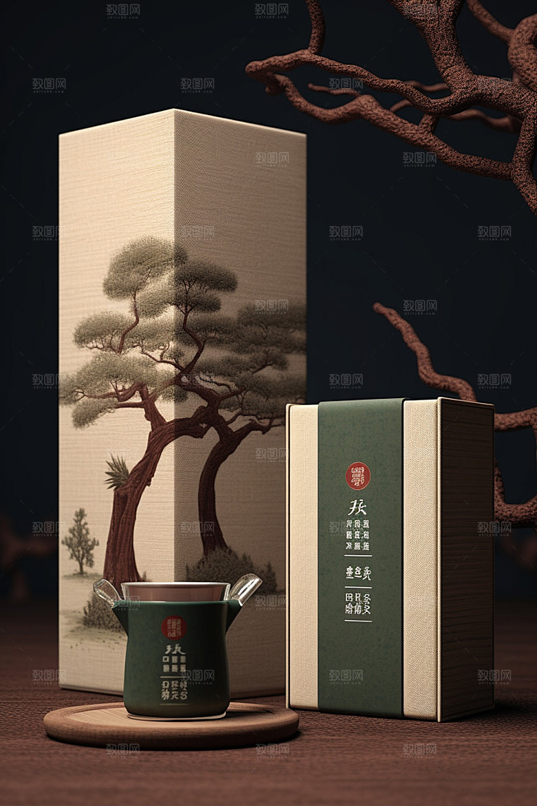 茶叶包装茶叶罐中式模型