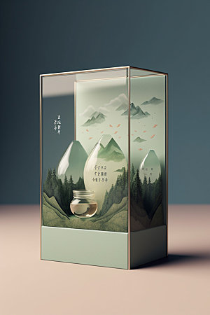 茶叶包装茶叶罐中国风模型