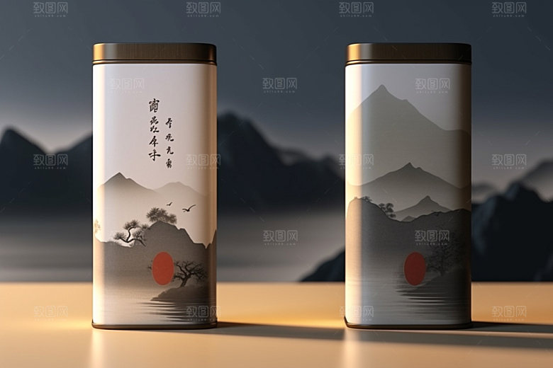 茶叶包装中国风茶叶罐模型