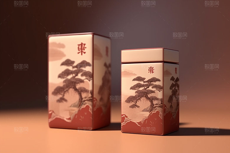 茶叶包装中国风立体模型