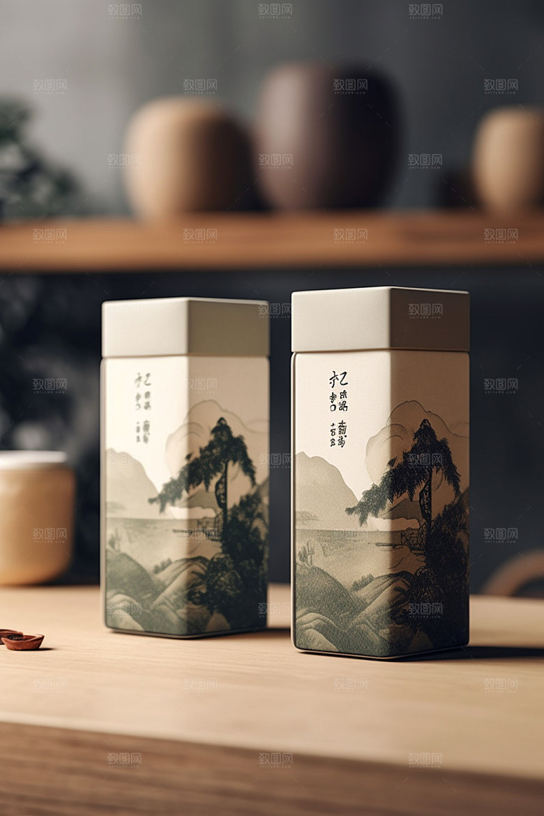 茶叶包装中国风传统模型