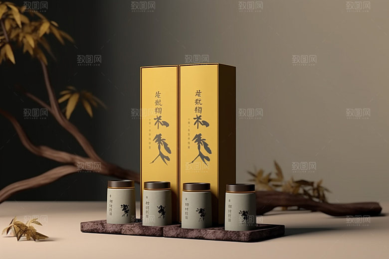 茶叶包装中式茶叶罐模型