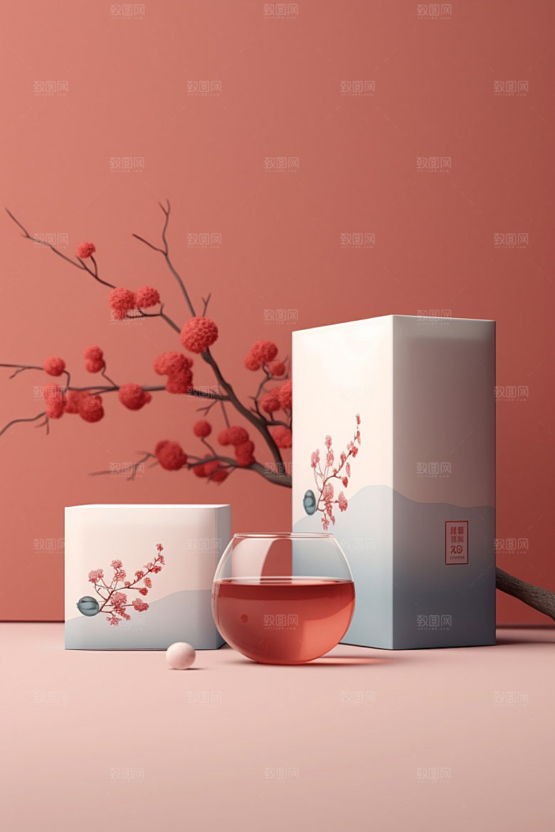 茶叶包装立体中式模型