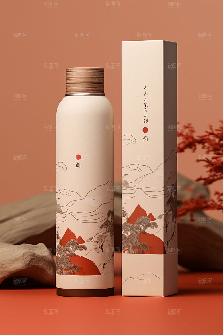 茶叶包装茶叶罐中国风模型