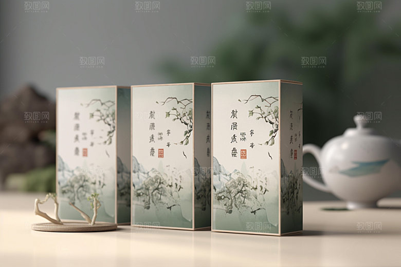 茶叶包装中国风中式模型