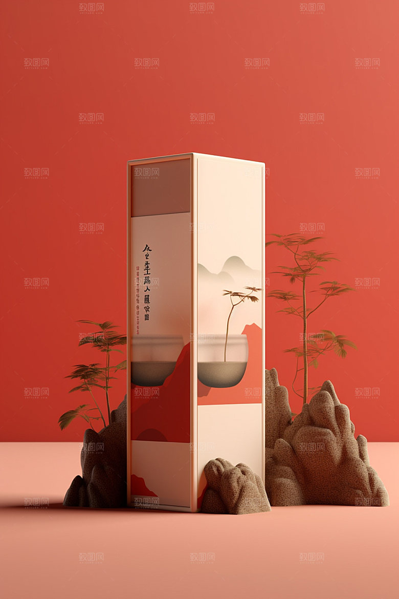 茶叶包装茶叶罐中式模型