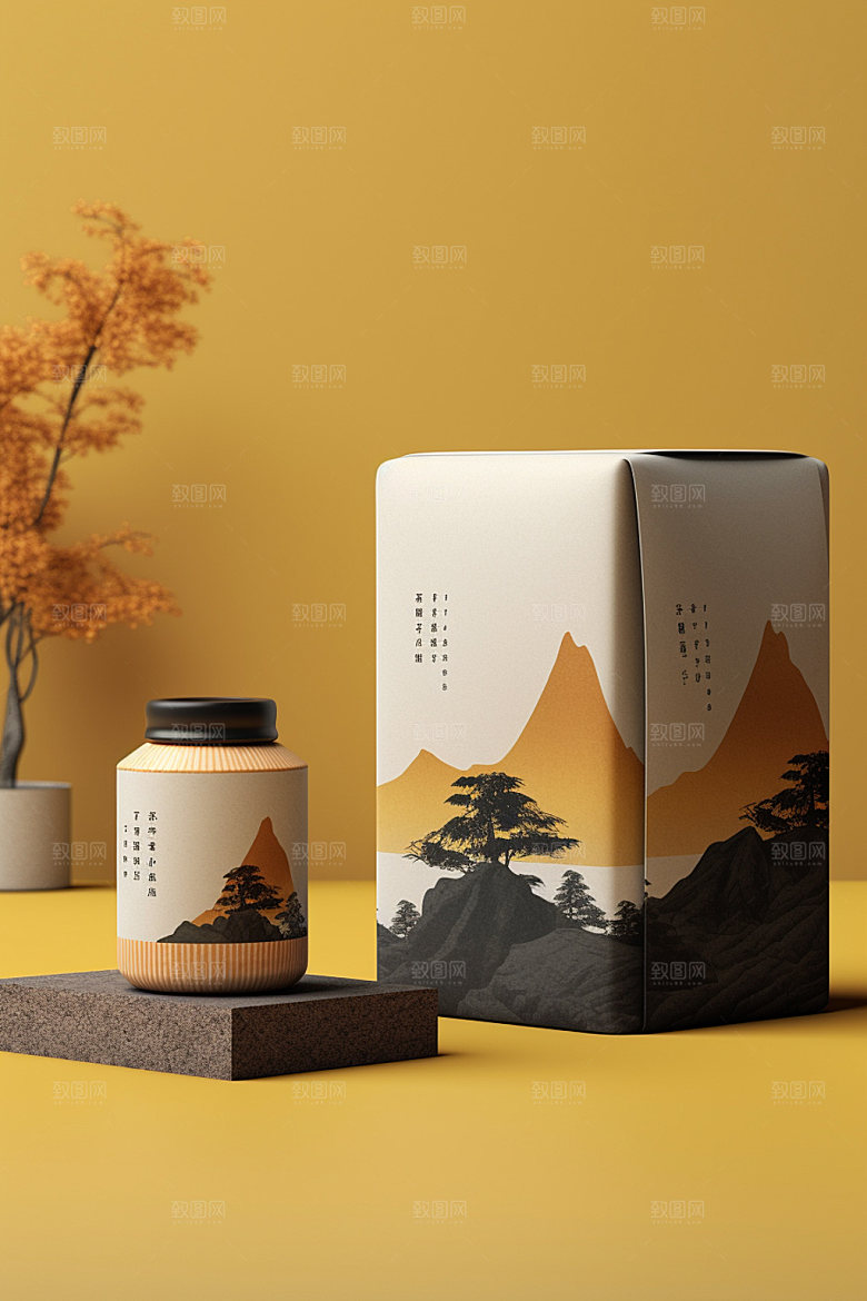 茶叶包装立体中式模型