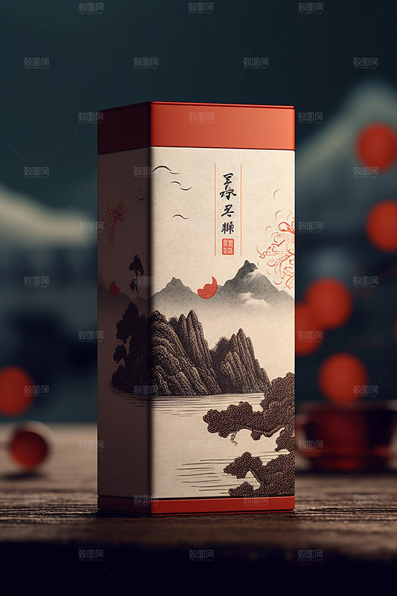 茶叶包装中式立体模型