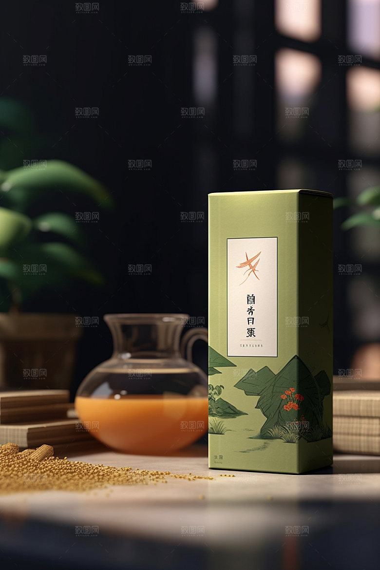 茶叶包装茶叶罐中式模型
