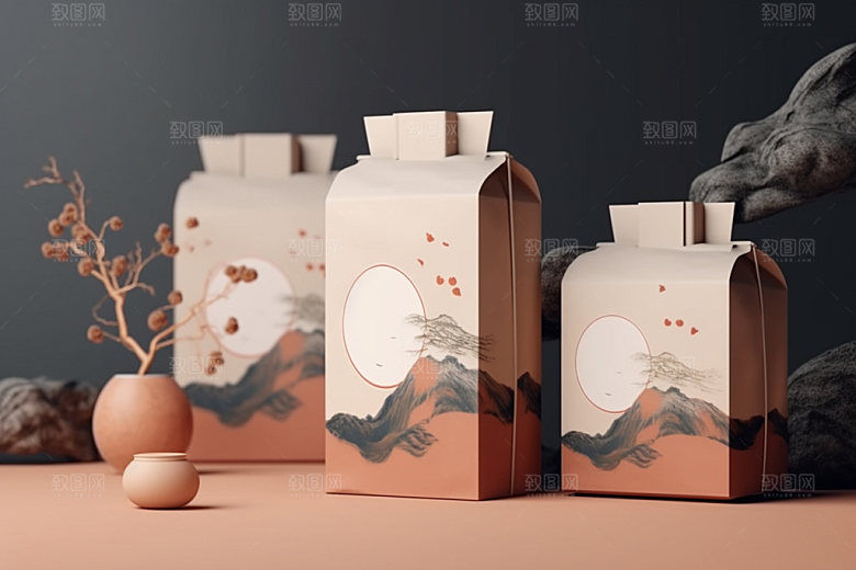 茶叶包装包装设计中国风模型