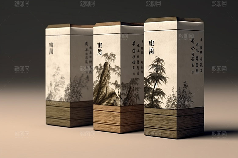茶叶包装中国风茶叶罐模型