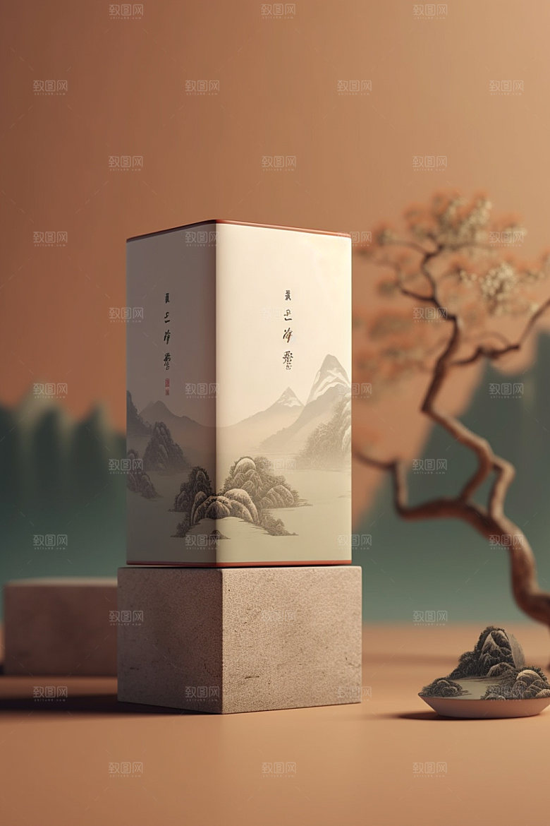 茶叶包装中式中国风模型