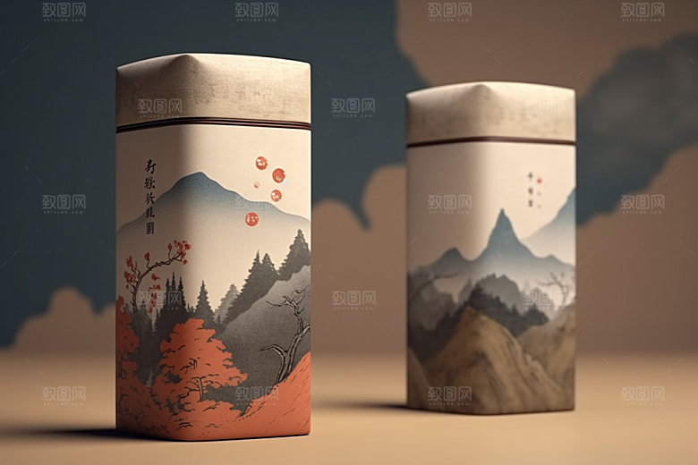 茶叶包装中国风茶叶罐模型