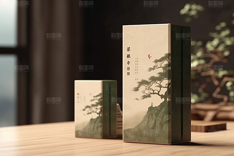茶叶包装中式茶叶罐模型