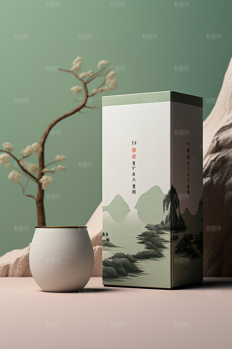 茶叶包装3D中式模型