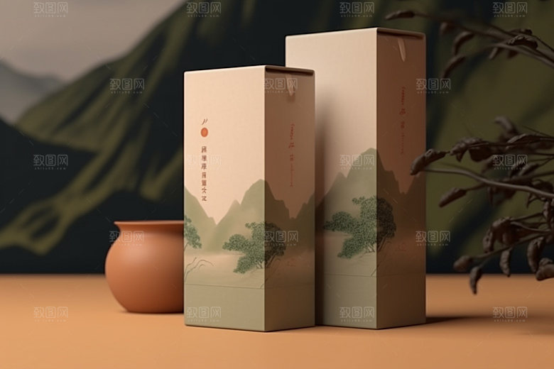 茶叶包装中式茶叶罐模型