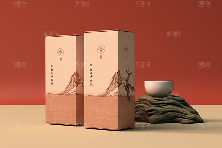 茶叶包装茶叶罐中国风模型