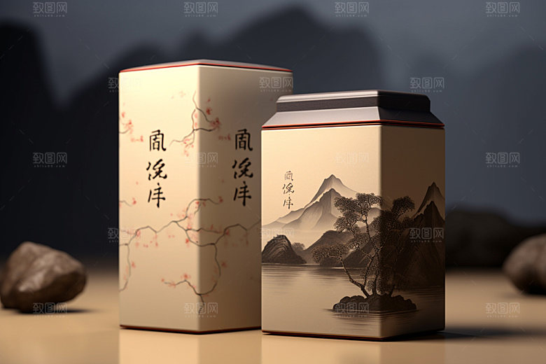 茶叶包装中式中国风模型