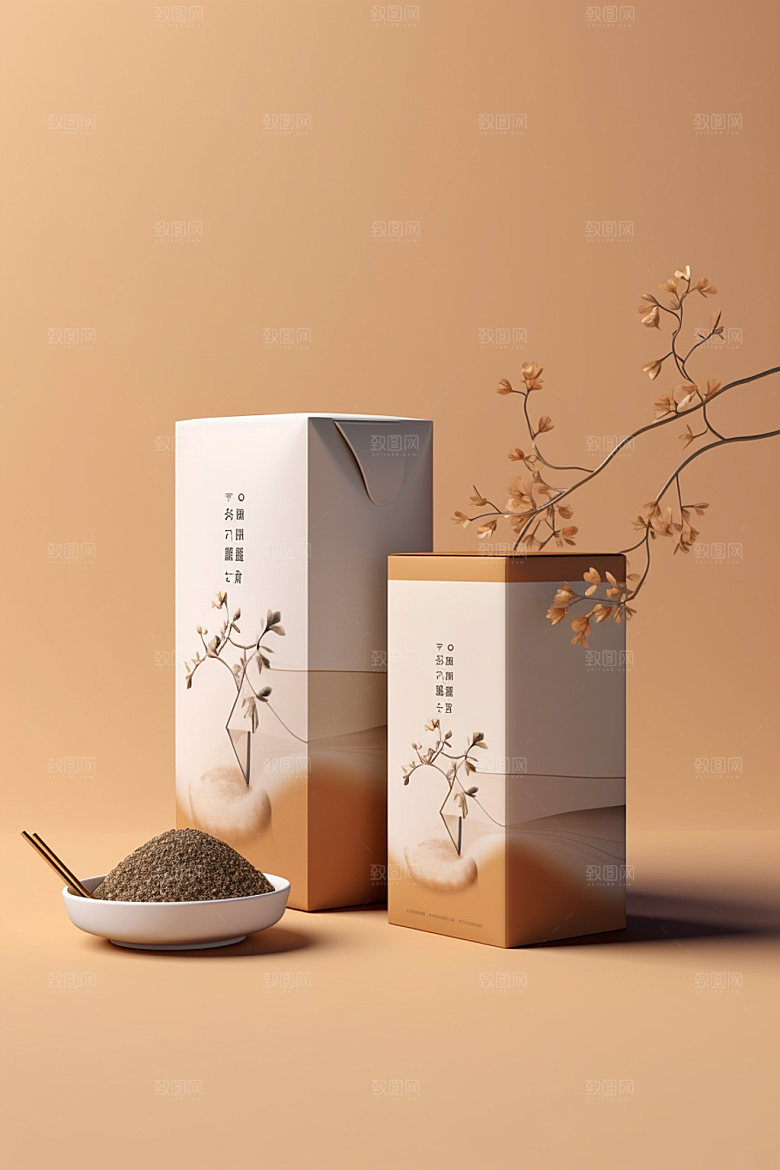 茶叶包装茶叶罐中国风模型