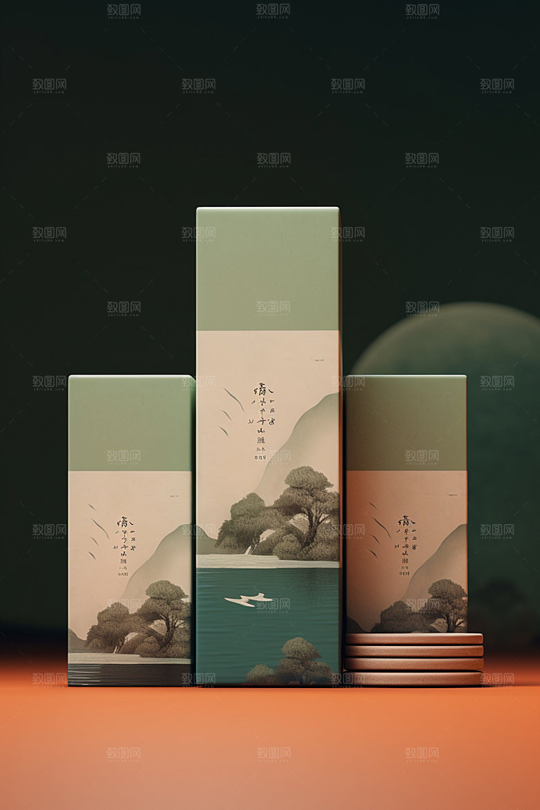 茶叶包装立体中国风模型