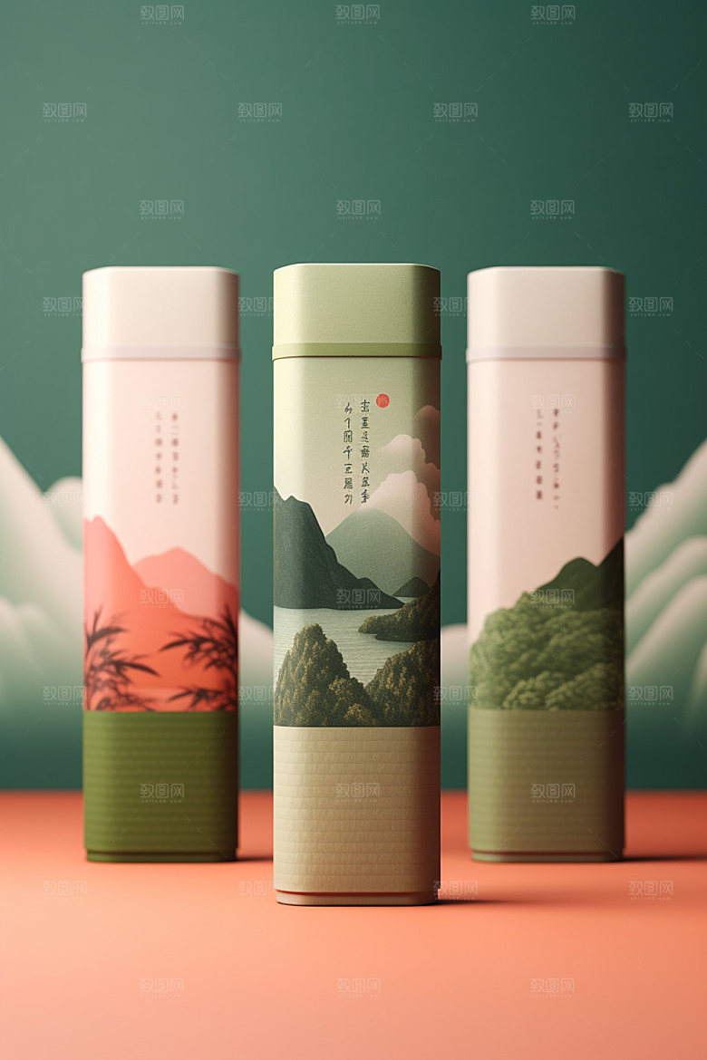 茶叶包装中国风中式模型